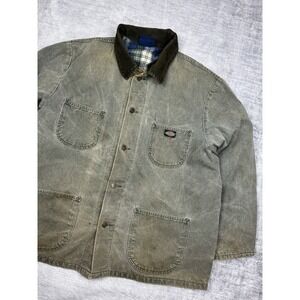 Vintage Dickies Jacket Mens XL Gray striped blanket lined chore coat Distressed